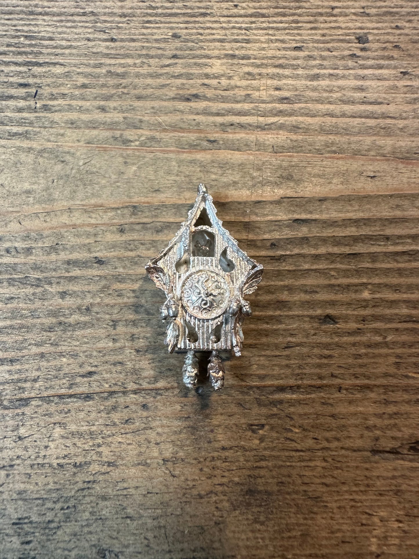 Vintage Large Cuckoo Clock 925 Silver Charm Pendant