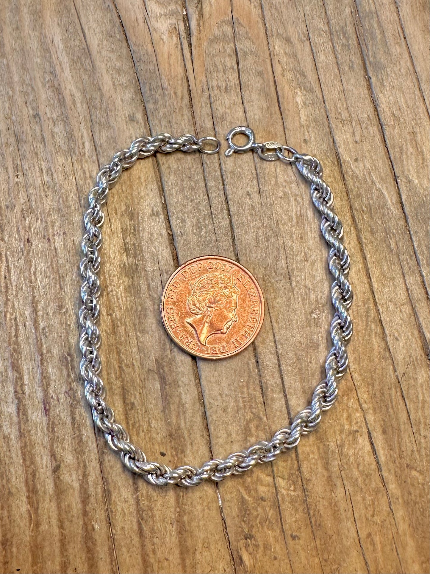 Rope Chain 925 Sterling Silver 7.5 inch Bracelet