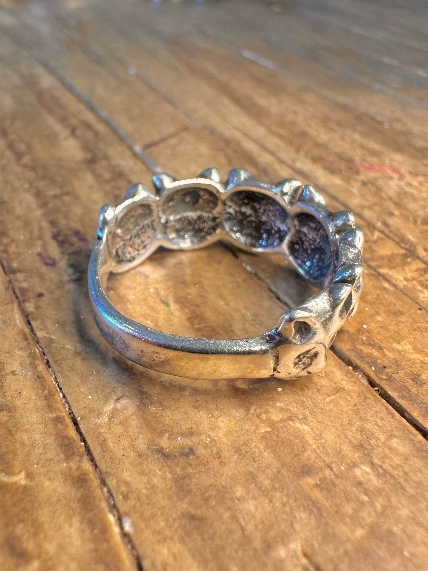 Cat Faces Repeated Band 925 Sterling Silver Size P Ring