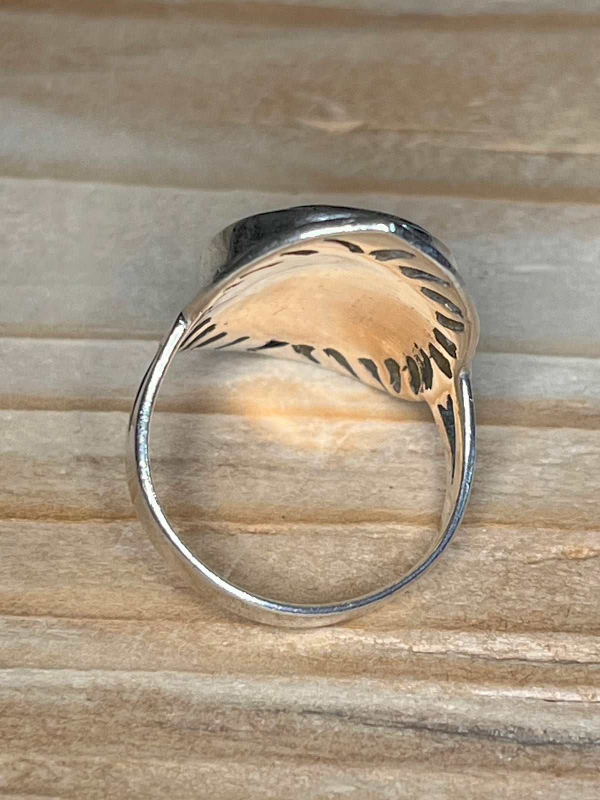 Abalone Embellished Oval 925 Sterling Silver Size N Ring