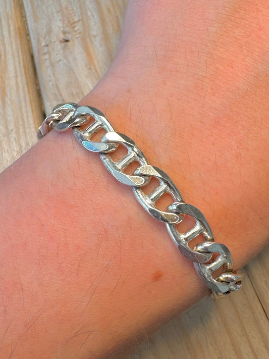Vintage Anchor Link Italy 925 Silver 8 inch Bracelet