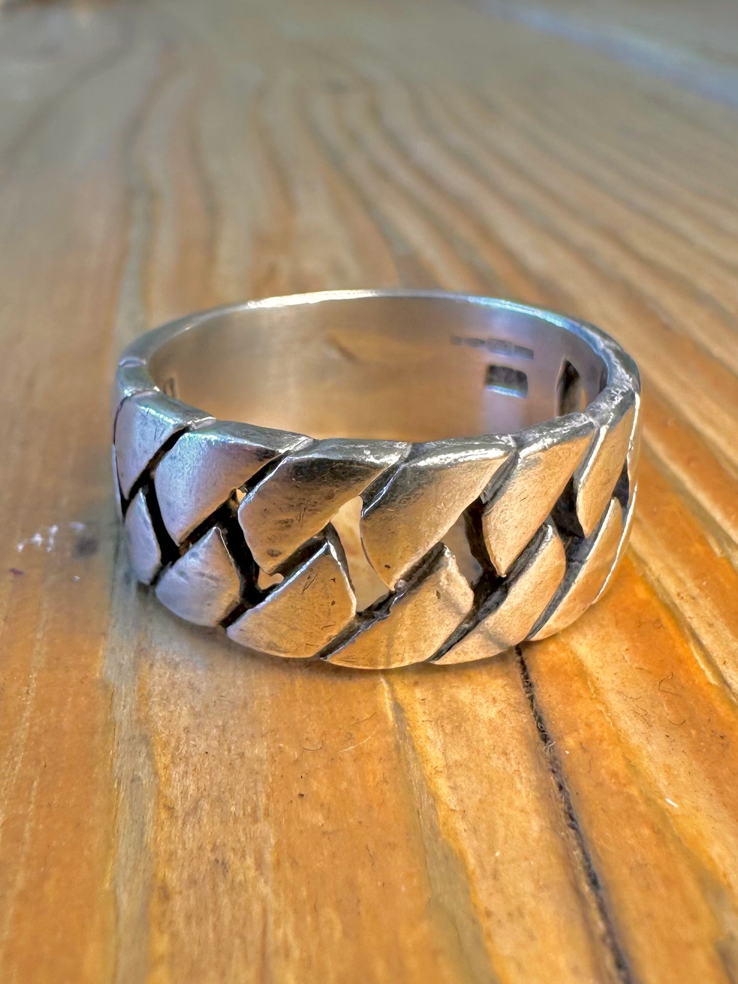 Cuban Link Style Band 925 Sterling Silver Size V Ring