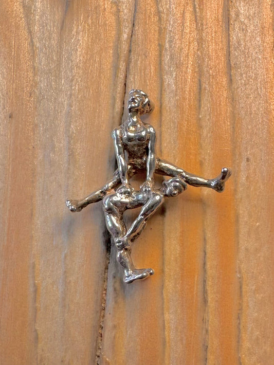 Vintage Acrobats 925 Sterling Silver Charm Pendant