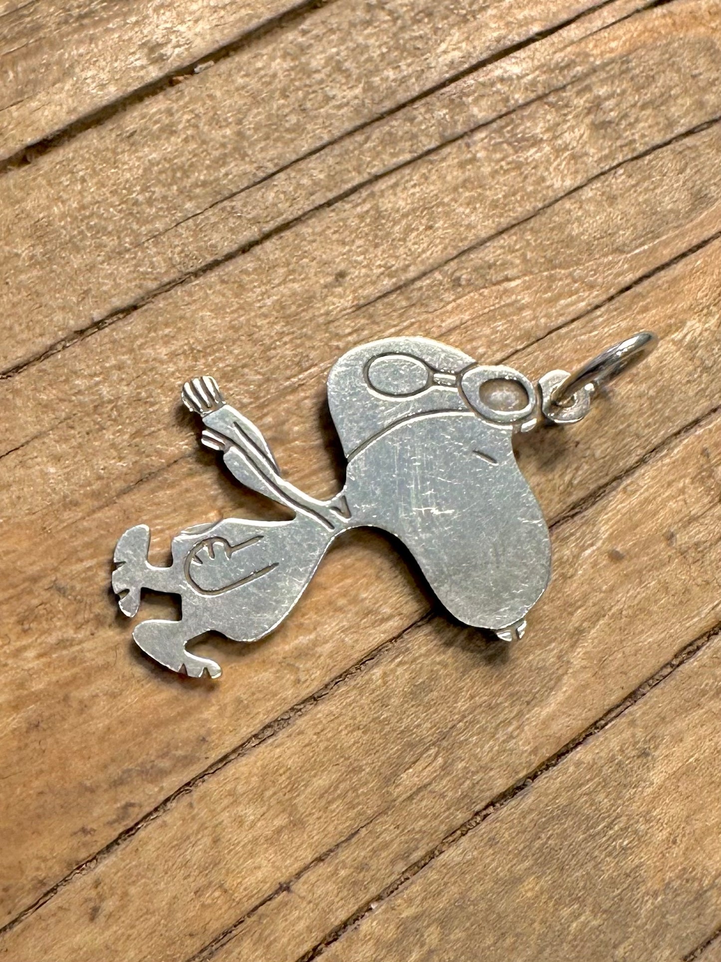 Vintage Snoopy Peanuts Aviva 1970er 1980er 925er Sterlingsilber-Anhänger