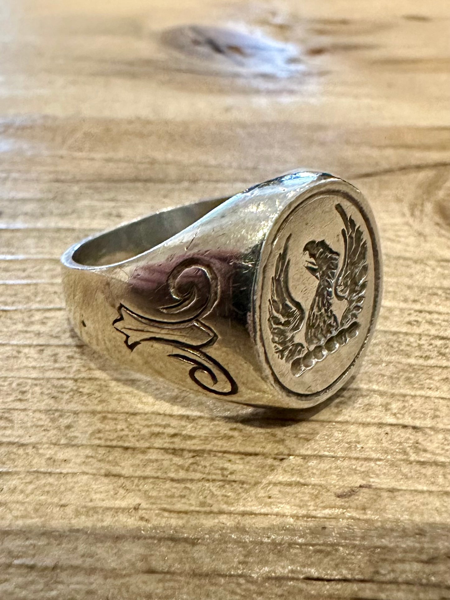 Vintage 1971 Chunky Eagle Signet 925 Silver Size S Ring