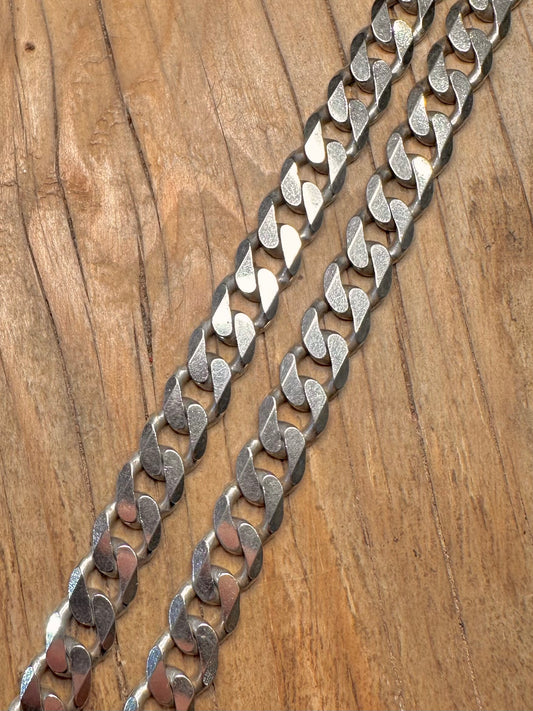 Vintage Chunky Curb Chain 925 Sterling Silver 20.1 inch Necklace