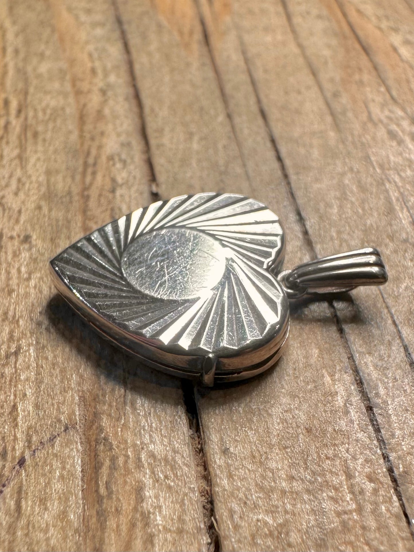 Vintage Engraved Heart 925 Sterling Silver Locket Pendant