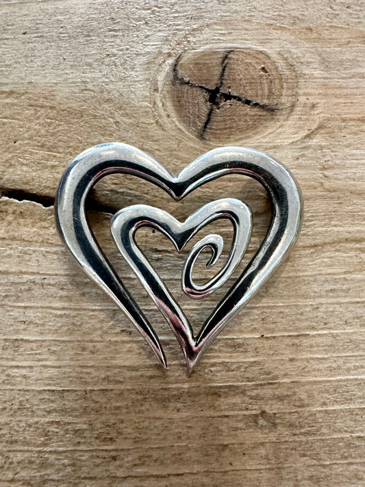 Vintage Abstract Heart 925 Silver Pendant