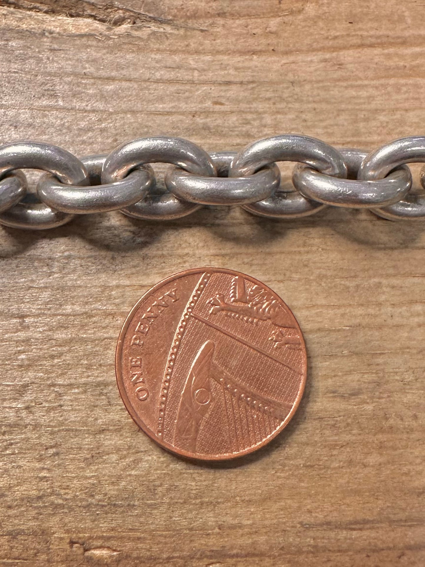 Vintage Heavy Cable Chain 925 Silver Italy 8.7 inch Bracelet