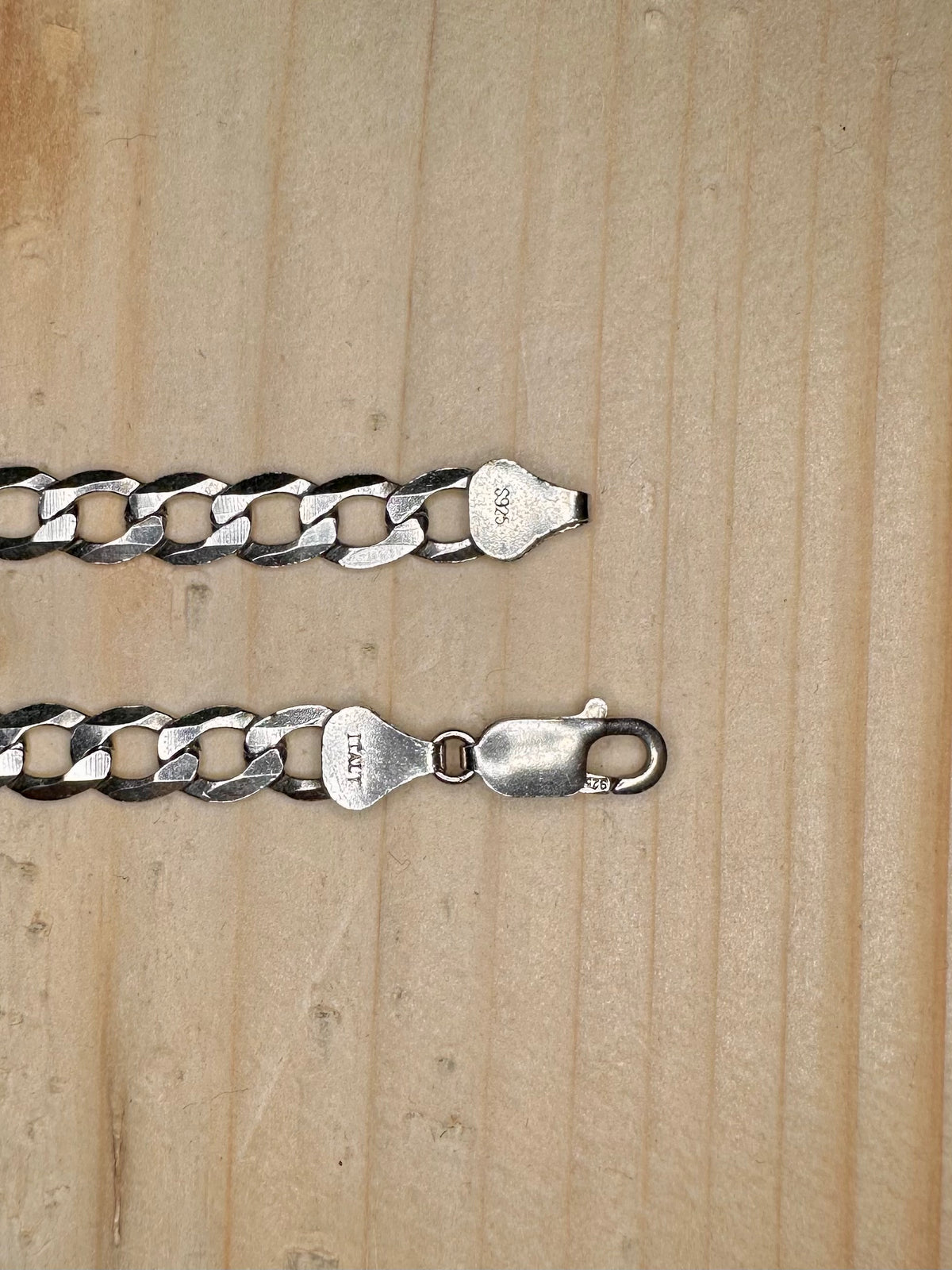 Flat Curb Chain 925 Sterling Silver 19 inch Necklace