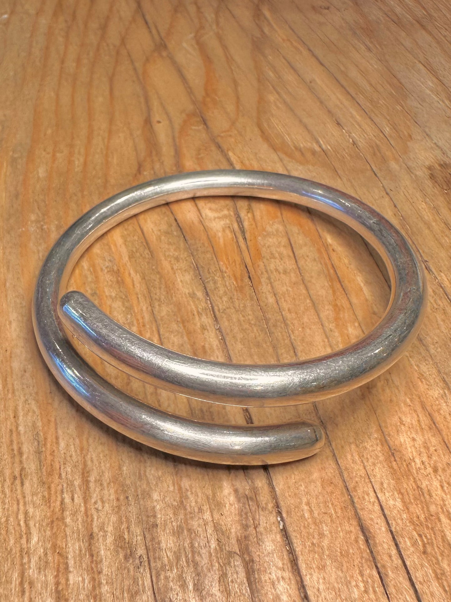 Modernist Overlapping 925 Sterling Silver Bangle