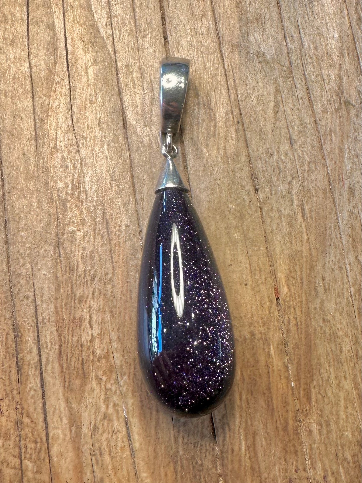 Modern Blue Goldstone 925 Sterling Silver Pendant