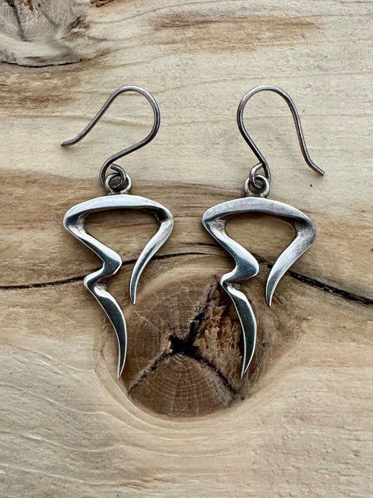 Abstract Shape Dangle 925 Silver Earrings