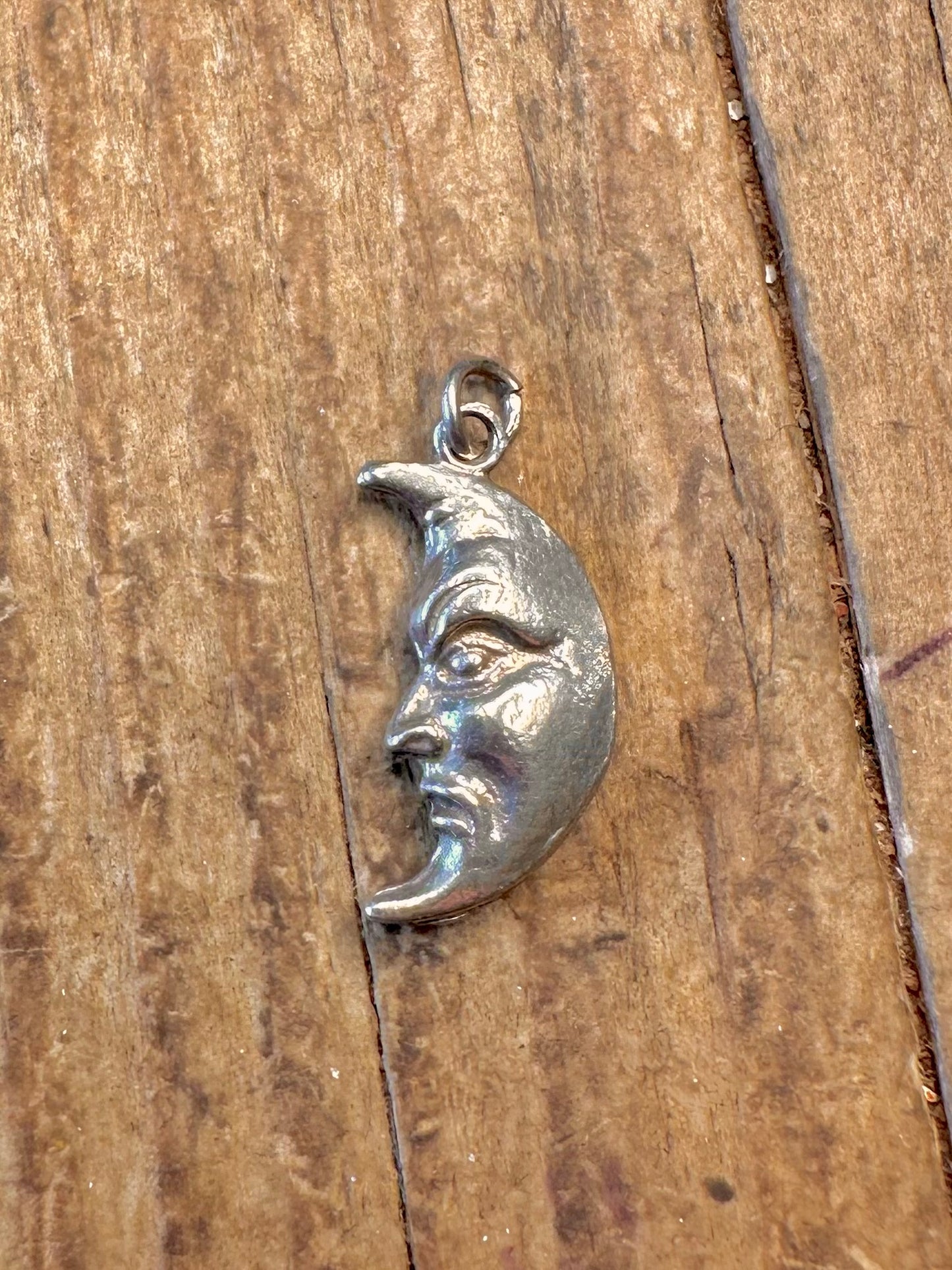 Moon Face Happy and Sad 925 Sterling Silver Charm Pendant