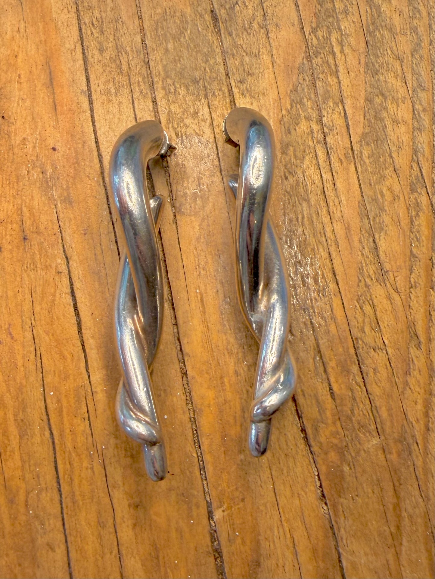 Abstract Twisted Interlocking 925 Sterling Silver Earrings
