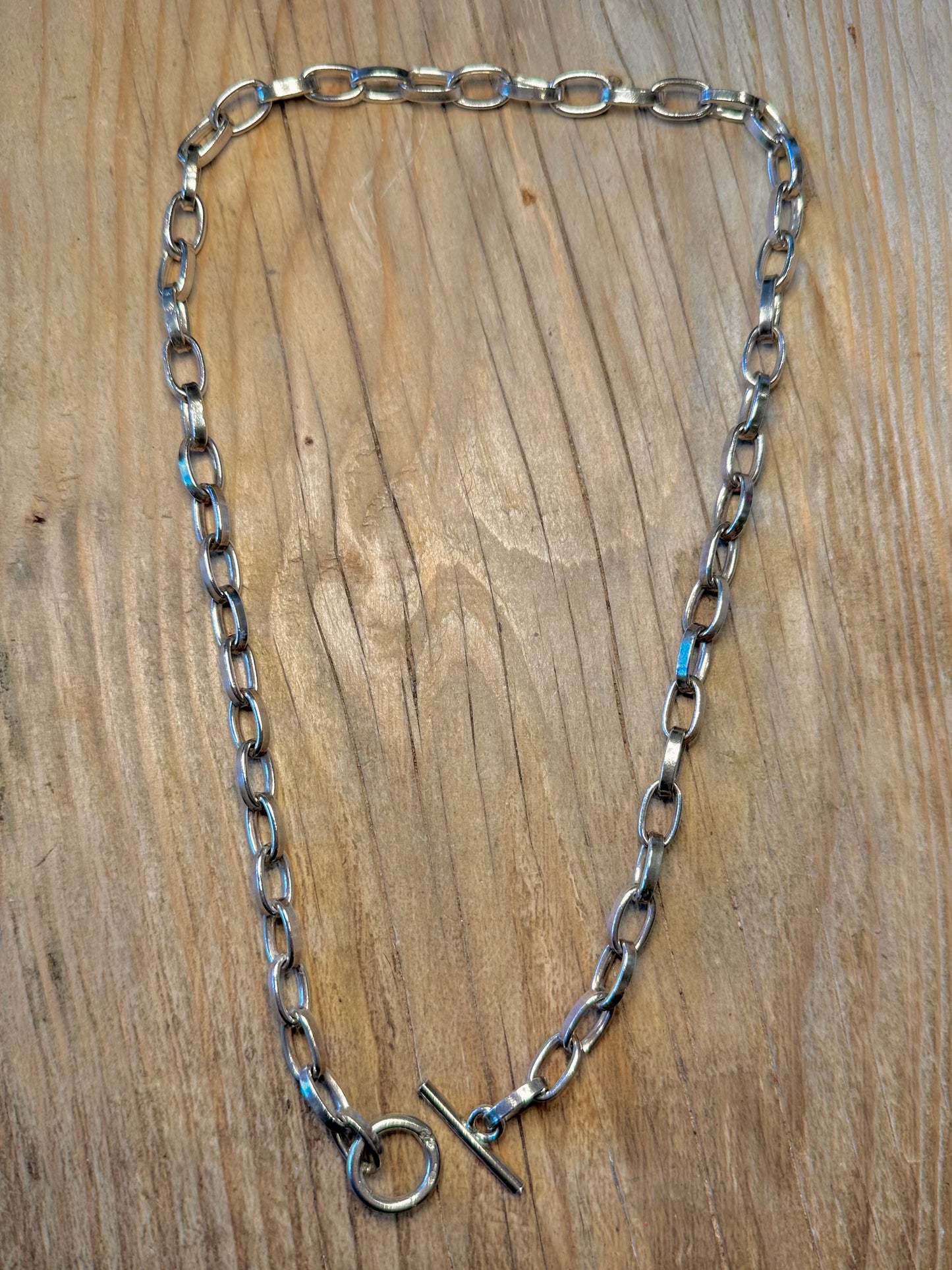 Vintage Cable Link T Bar 925 Sterling Silver 20 inch Necklace