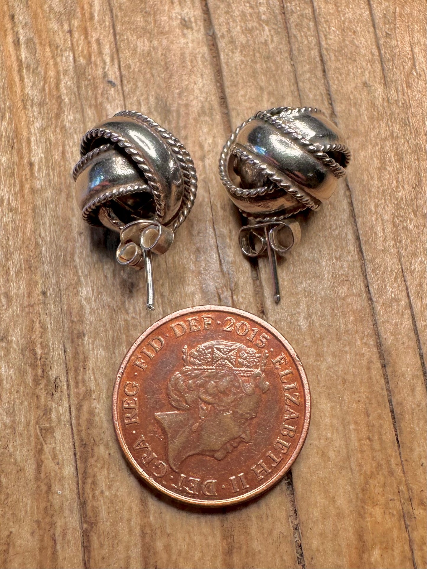 Vintage Knot Stud 925 Sterling Silver Earrings