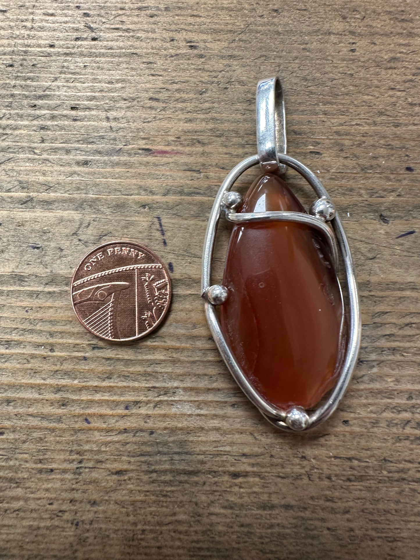 Modernist Carnelian Abstract 925 Silver Pendant