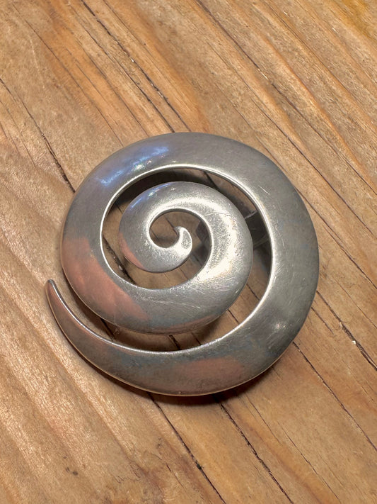 Modernist Spiral 925 Sterling Silver Pendant