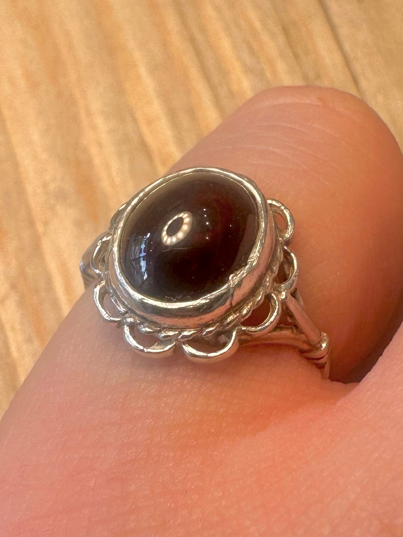 Vintage Garnet 925 Silver Size M Ring