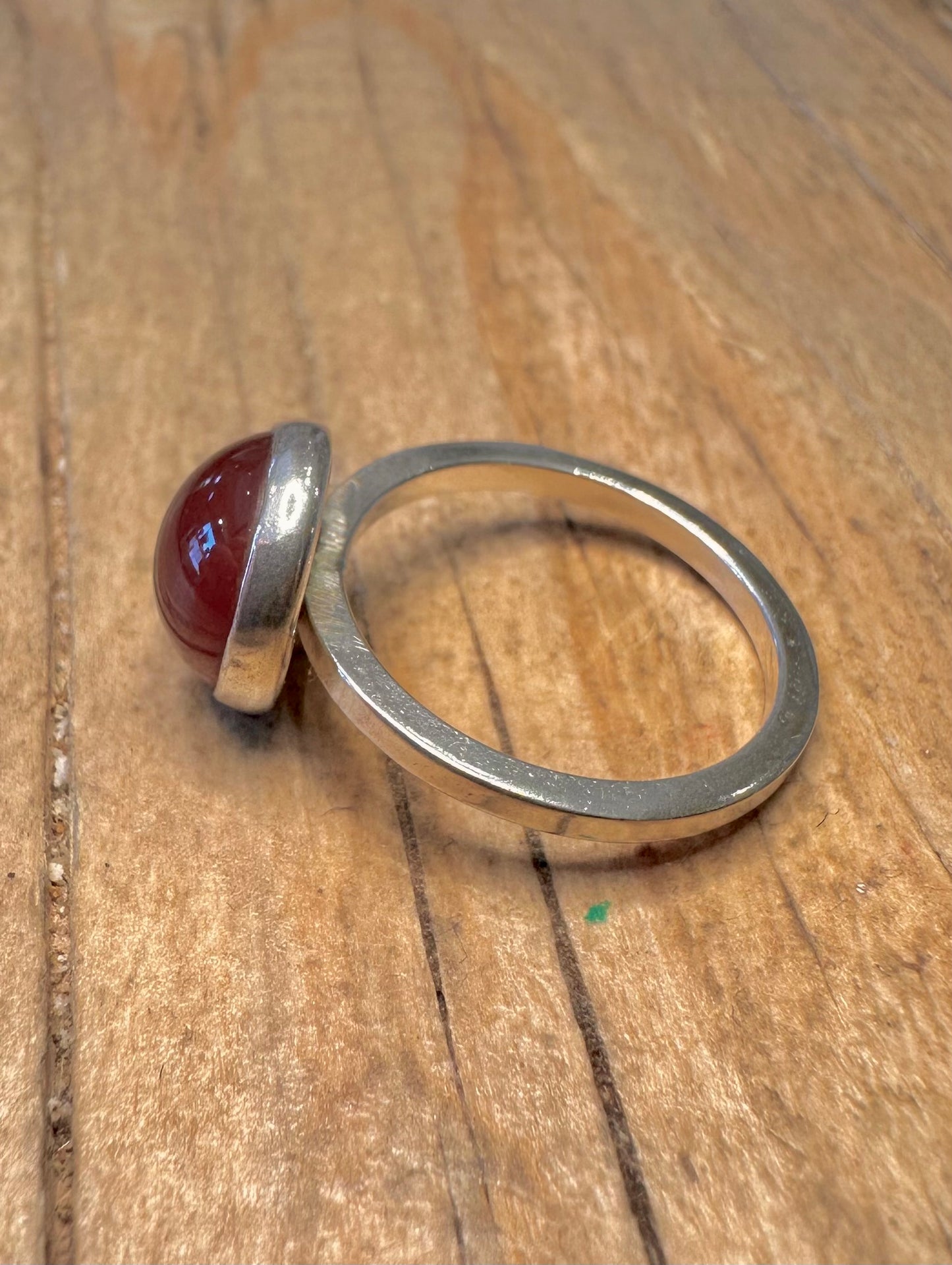 Vintage Carnelian Circle 925 Sterling Silver Size K Ring