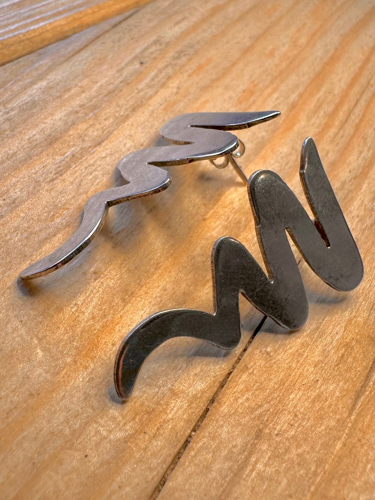 Modern Zig Zag 925 Silver Earrings