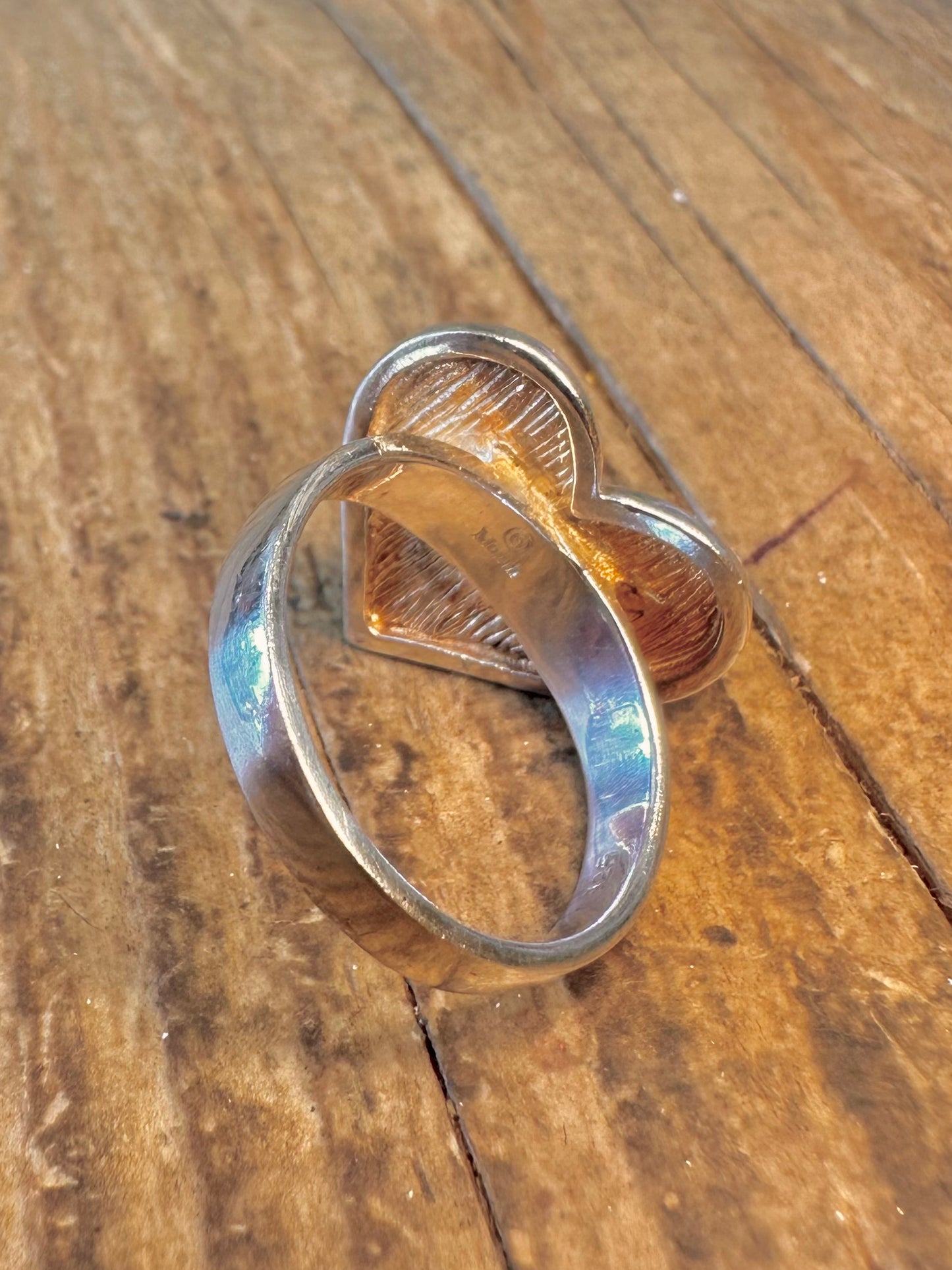 Abstract Heart Makeer Monili 925 Sterling Silver Size O1/2 Ring