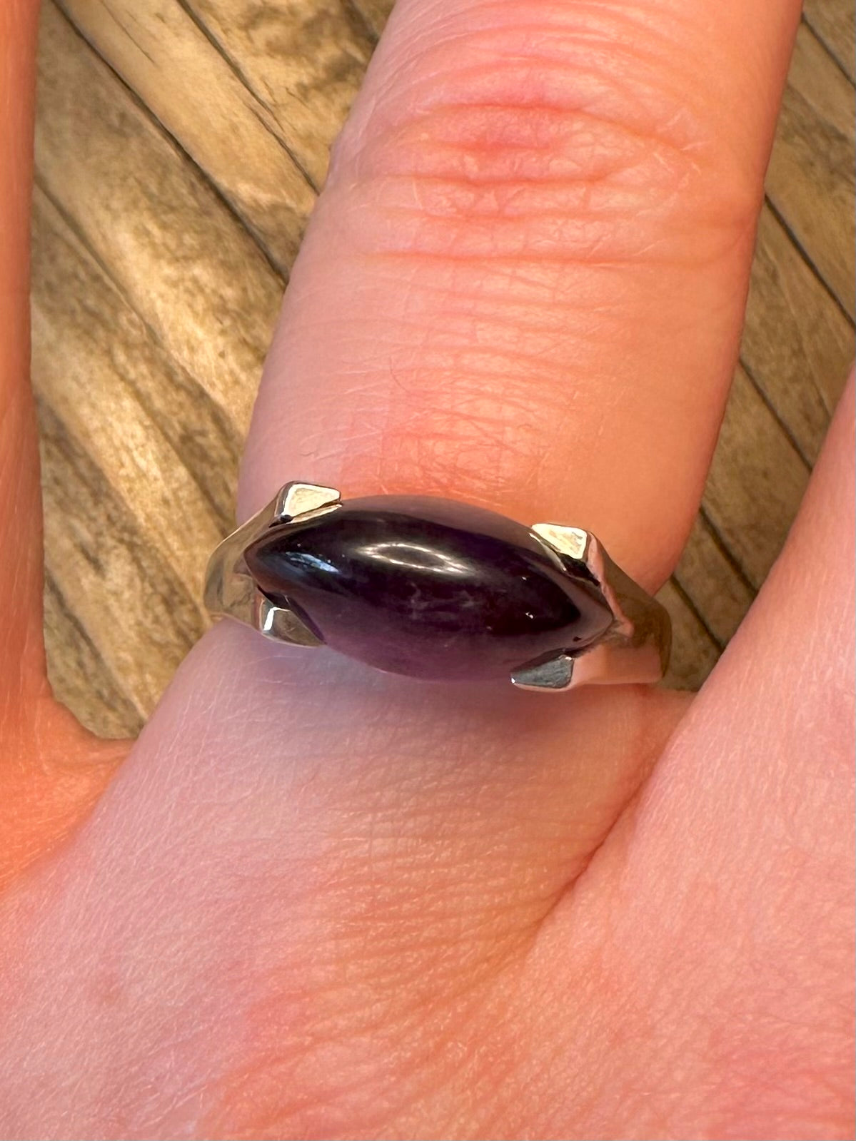 Abstract 1993 Amethyst 925 Sterling Silver Size O Ring