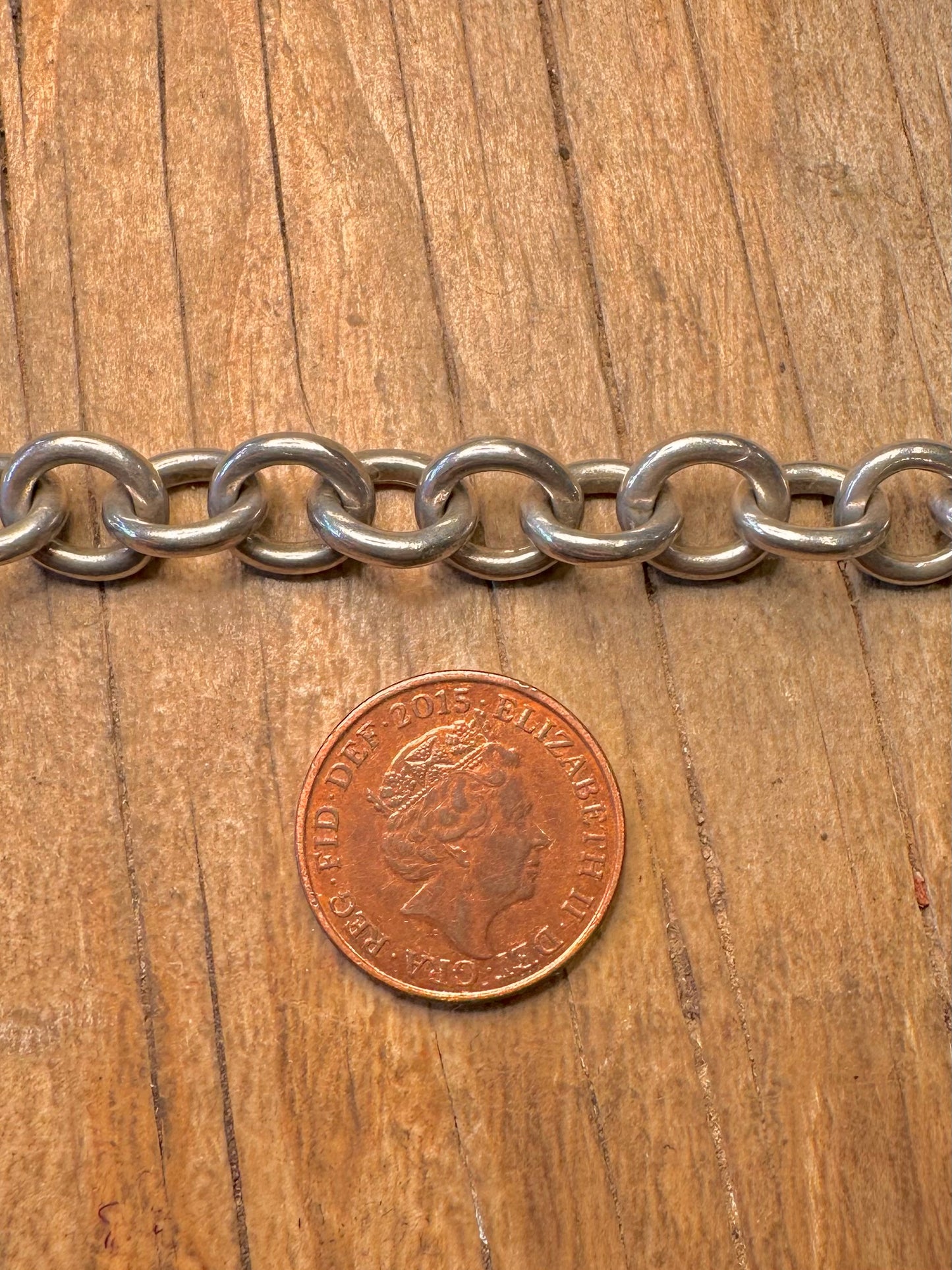 Vintage Chunky Gliederhalskette mit Knebelverschluss aus 925er Sterlingsilber, 43 cm