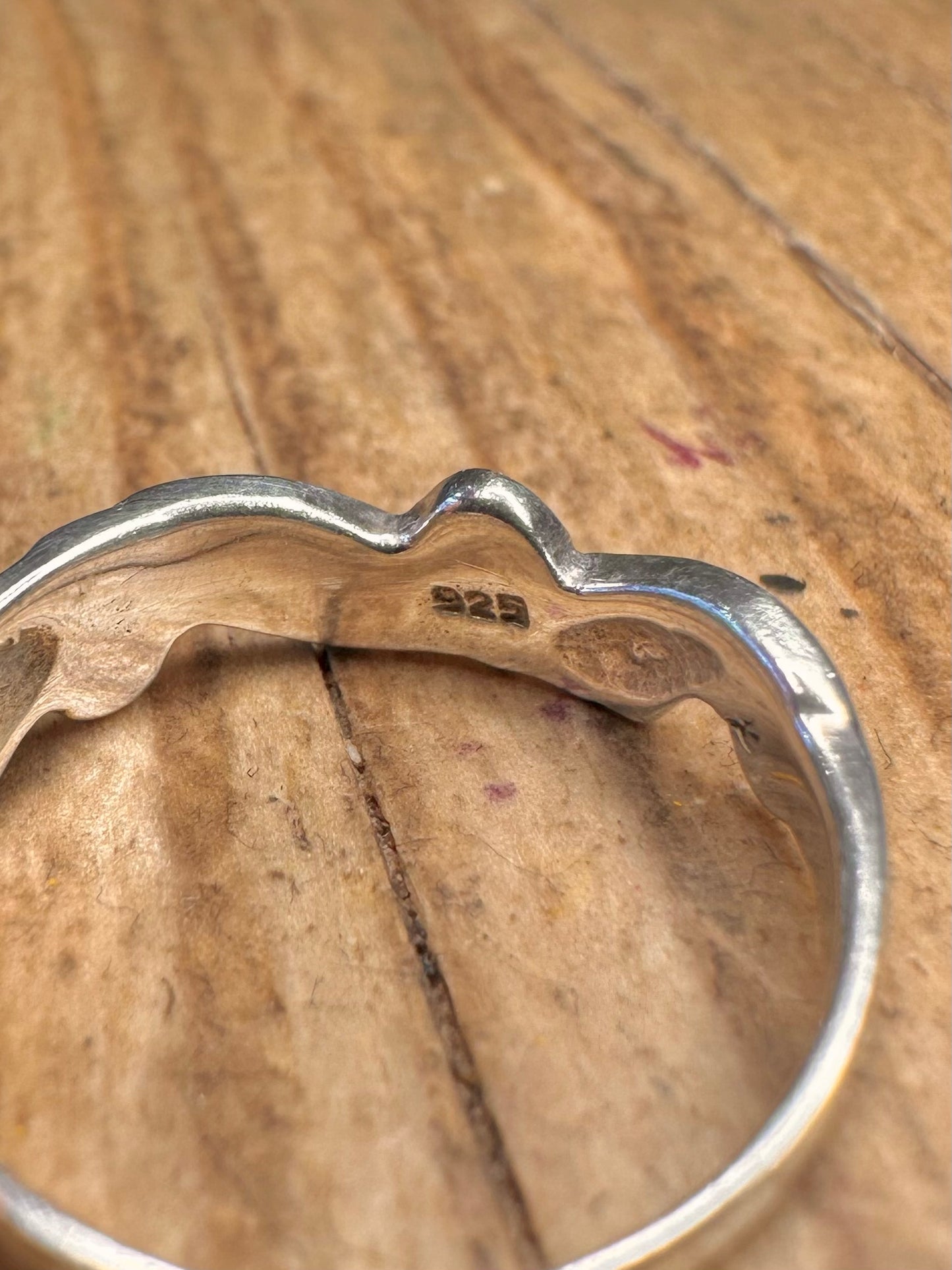 Modernist Pink Mother of Pearl 925 Sterling Silver Size N Ring