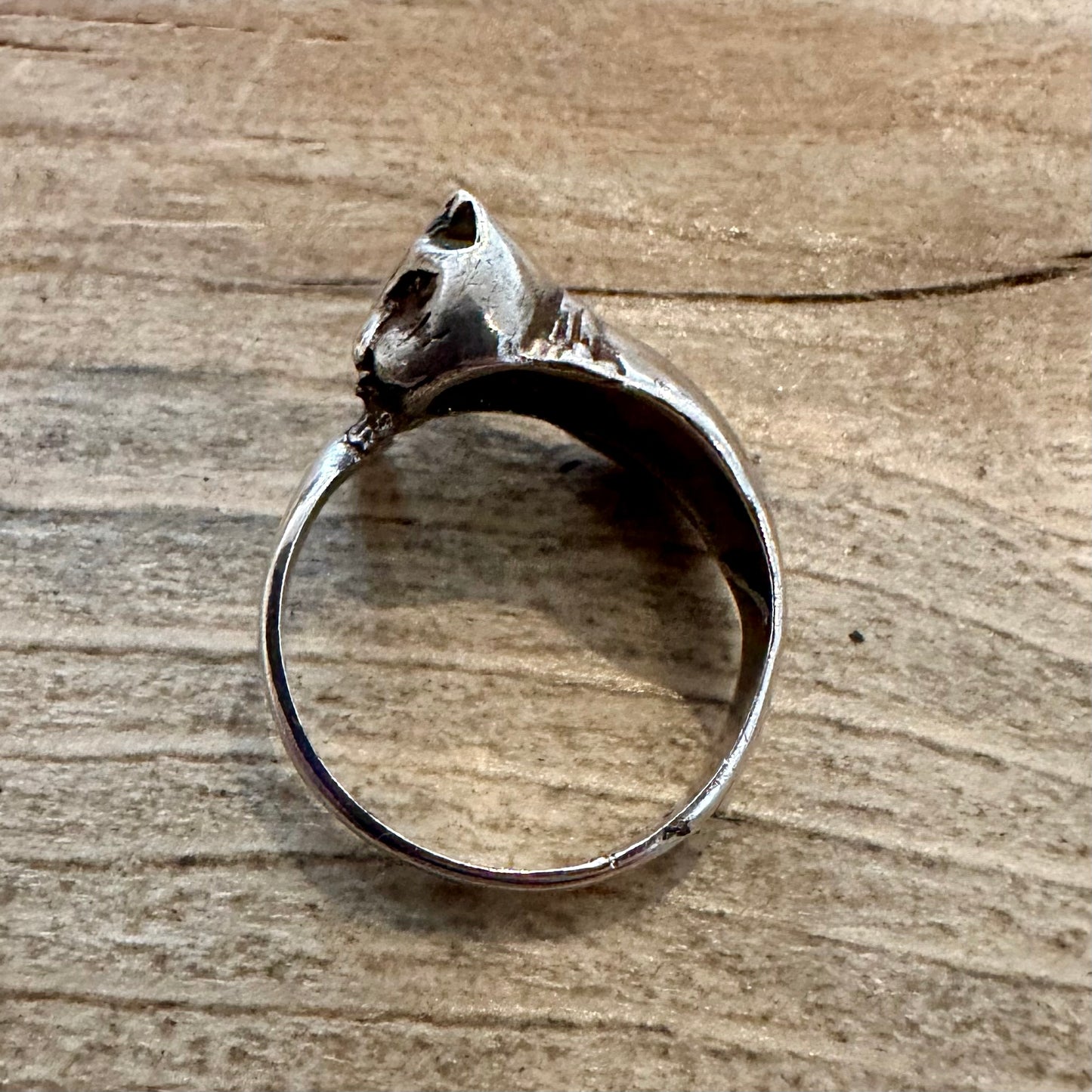 Vintage Cat 925 Silver Size N Ring