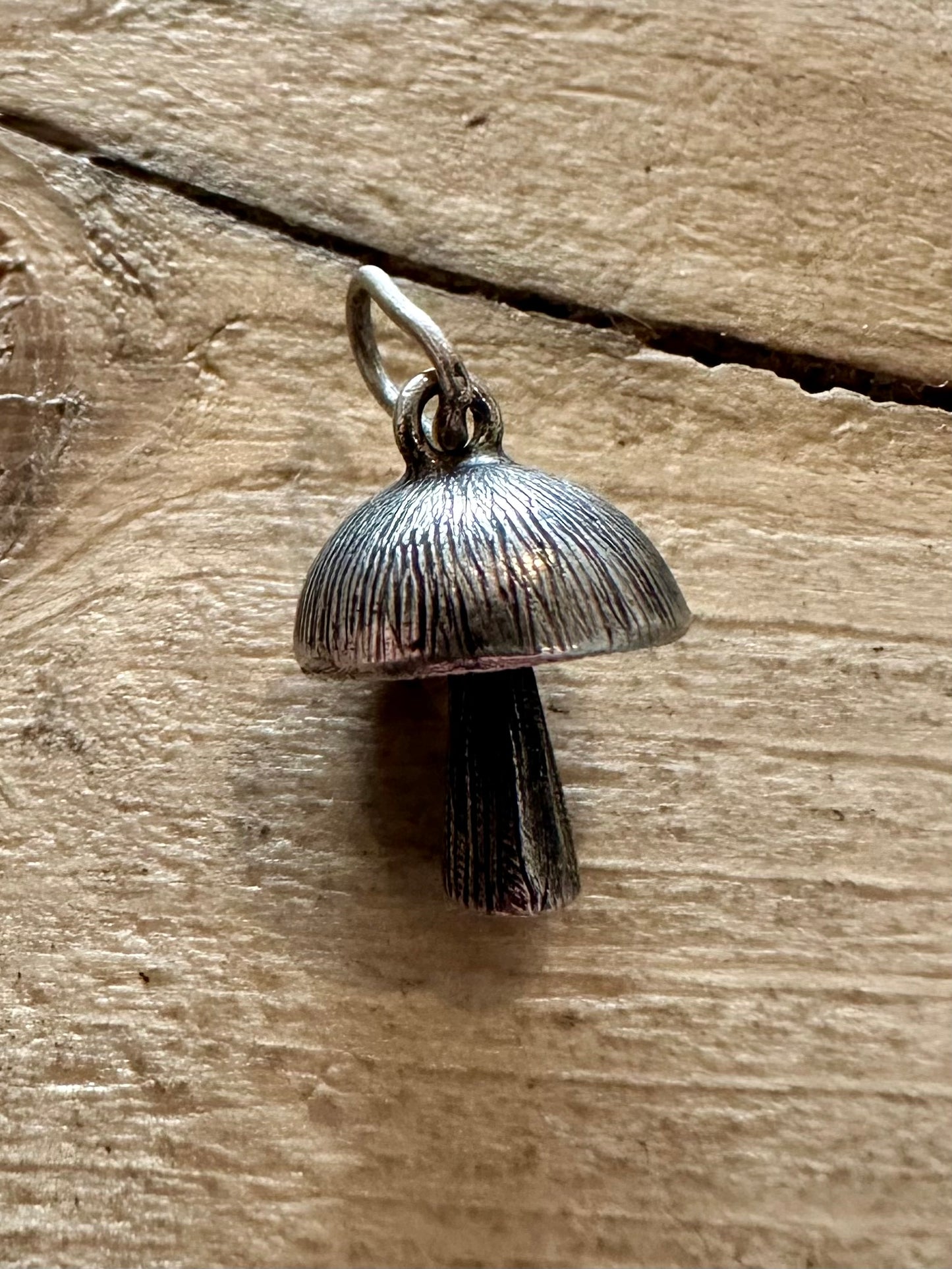 Vintage Textured Mushroom 925 Silver Charm Pendant