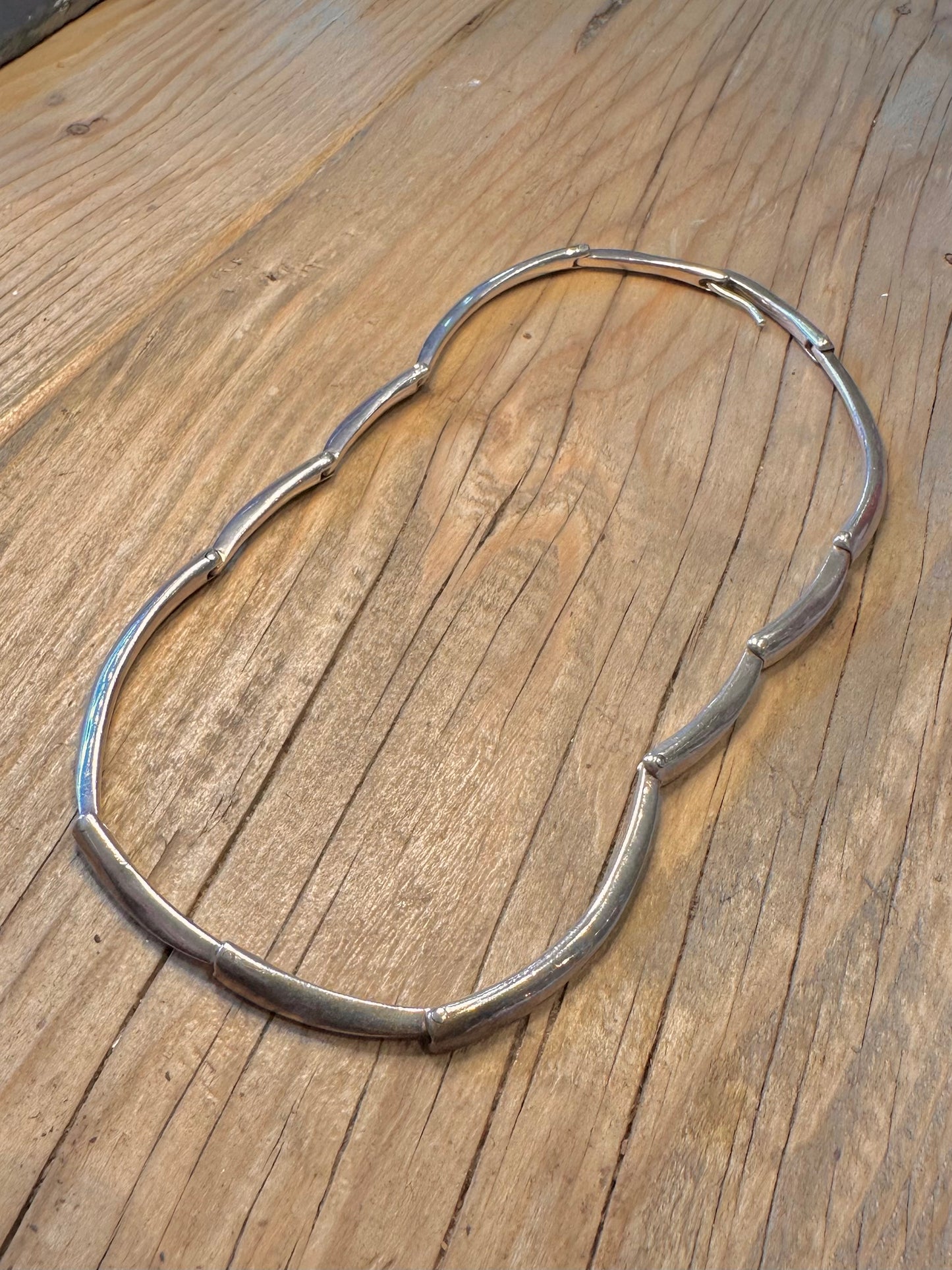 Abstract Unique Link Hinged 925 Sterling Silver 15.5 inch Necklace