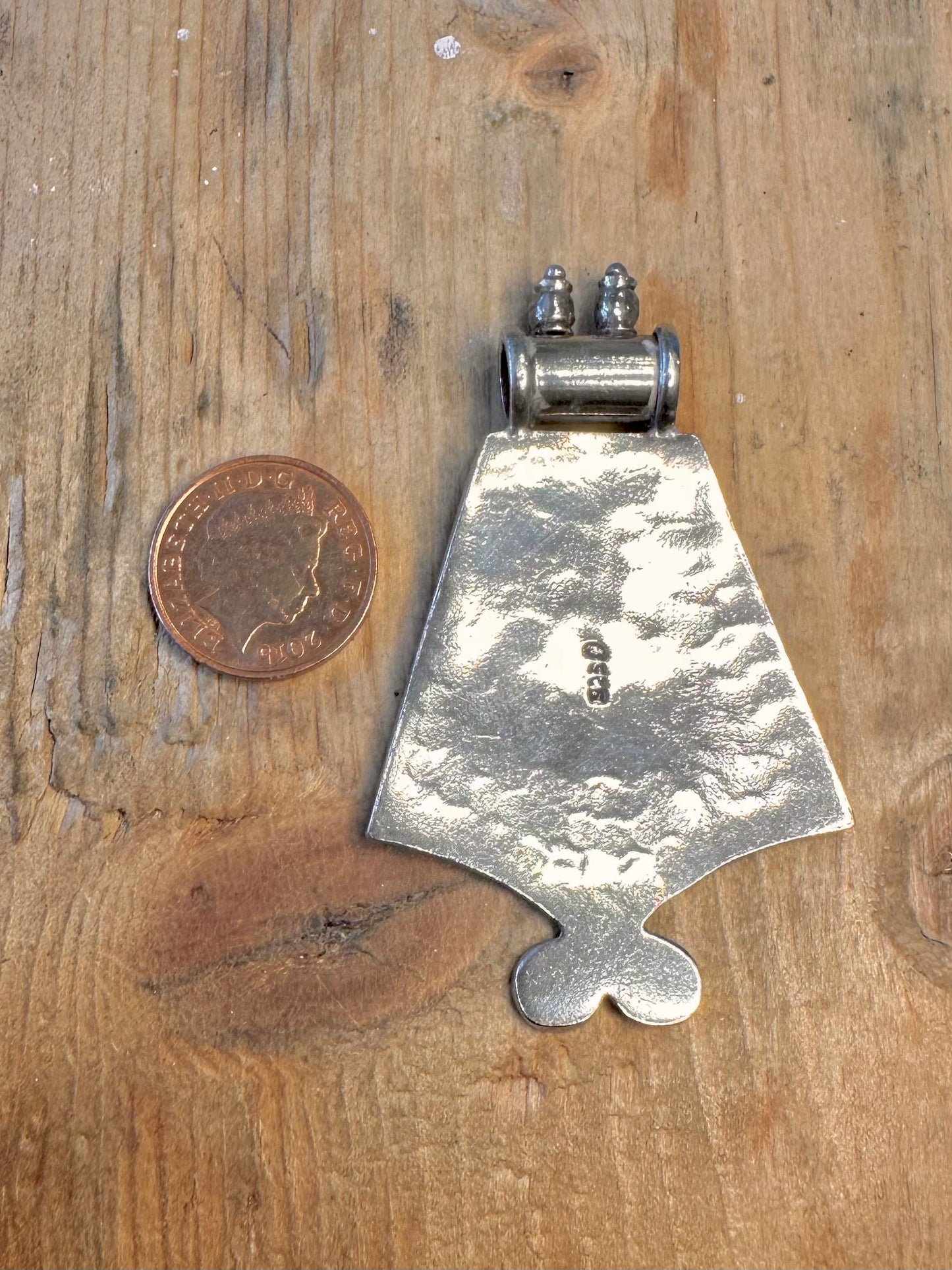 Hammered Swirl Ornate 925 Sterling Silver Pendant