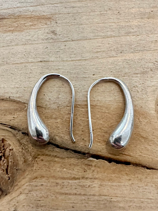 Modernist Tear Drop 925 Silver Earrings