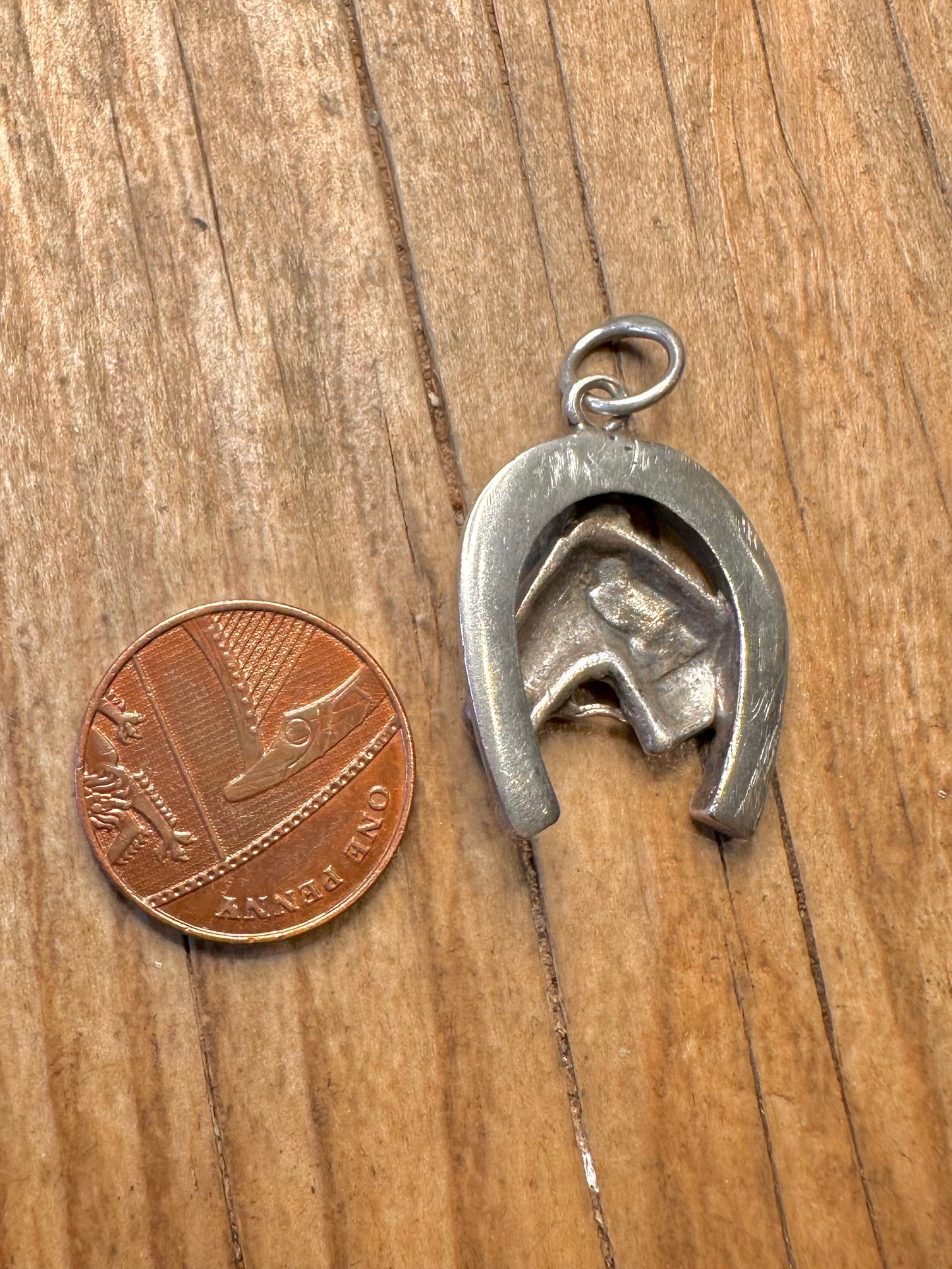 Vintage Horse and Shoe 925 Sterling Silver Pendant