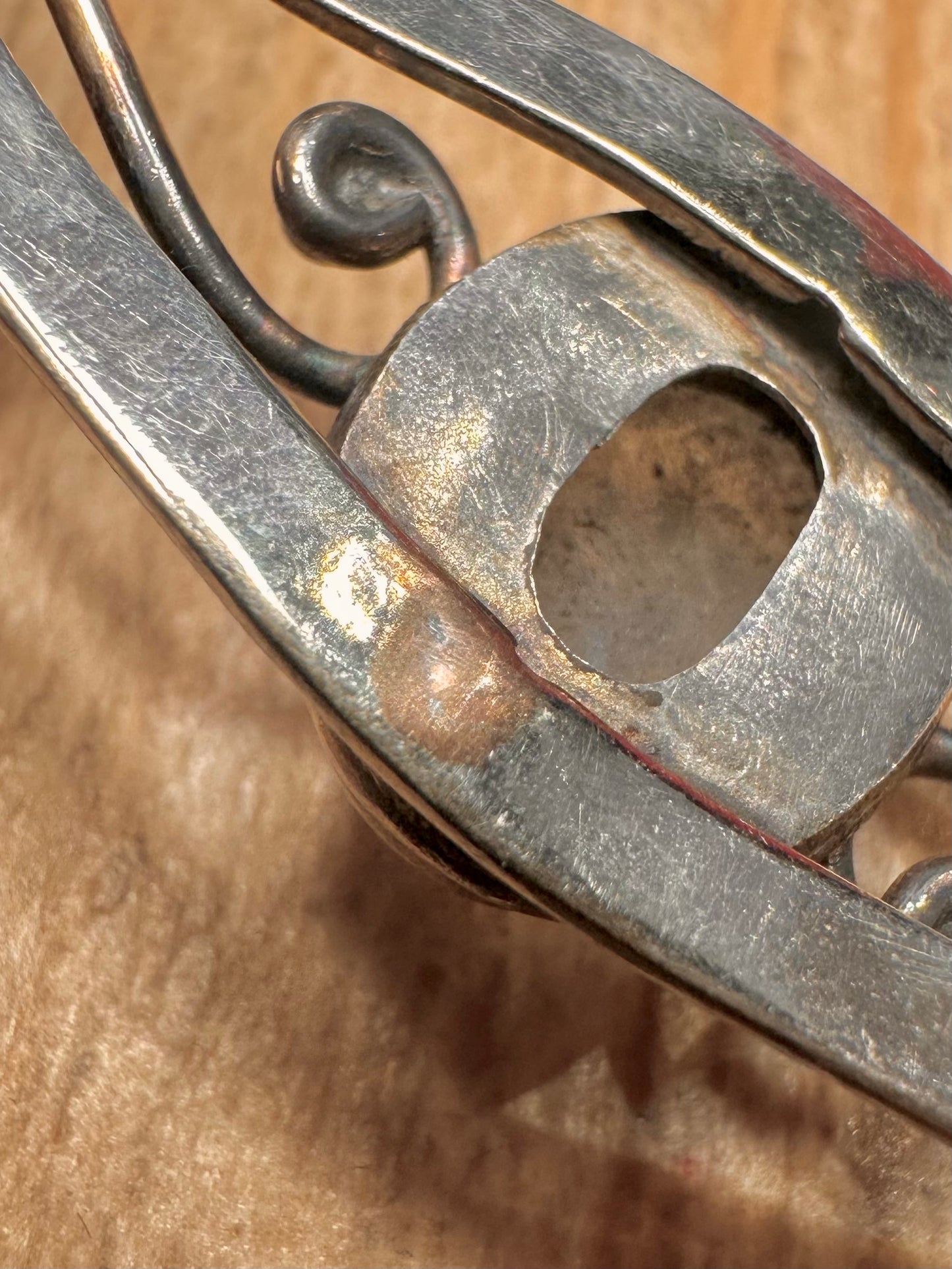 Vintage Moonstone Swirl 925 Sterling Silver Cuff Bangle