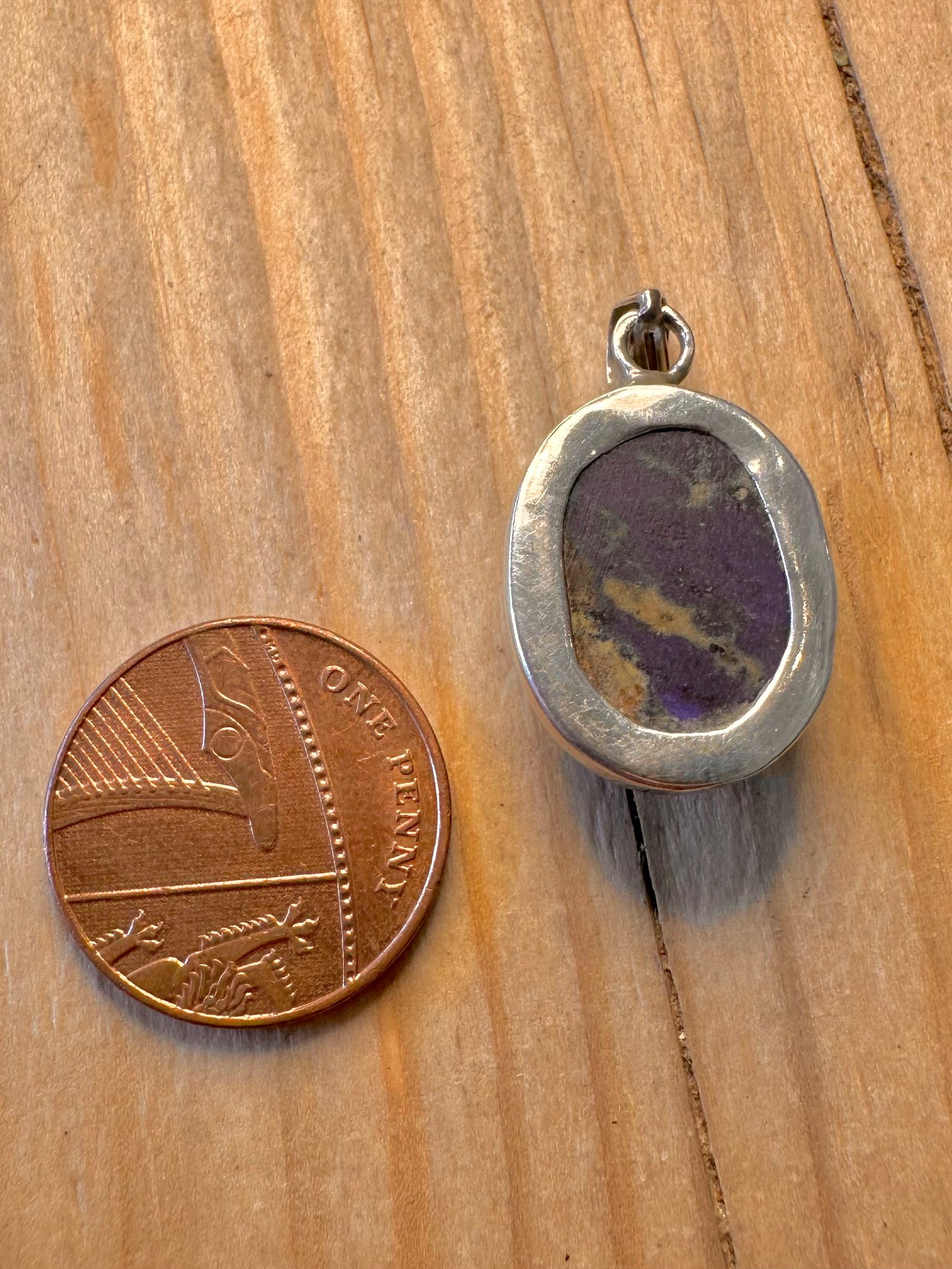 Vintage Lapis Oval 925 Silver Pendant