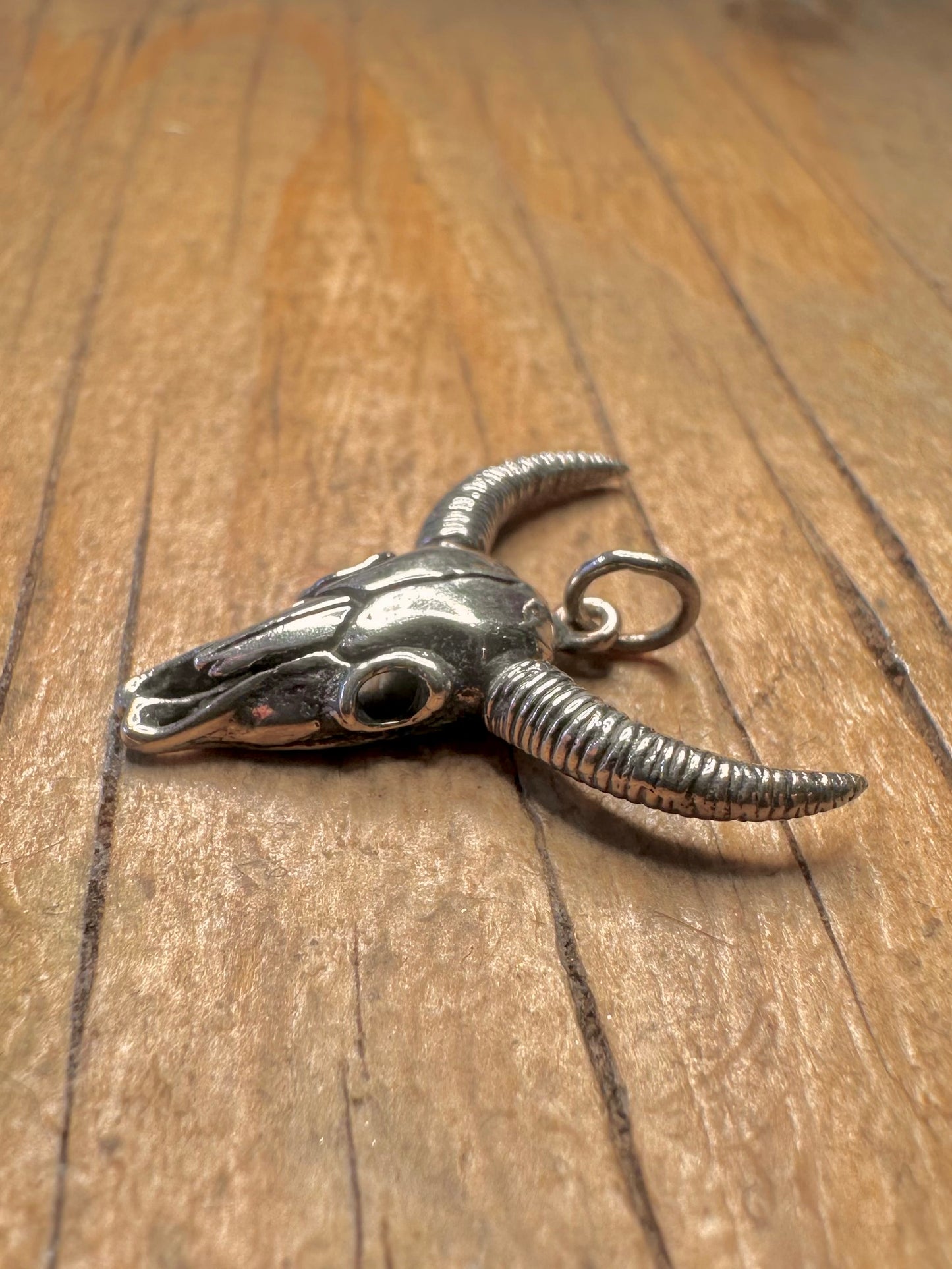 Vintage Bull Skull Head 925 Sterling Silver Pendant
