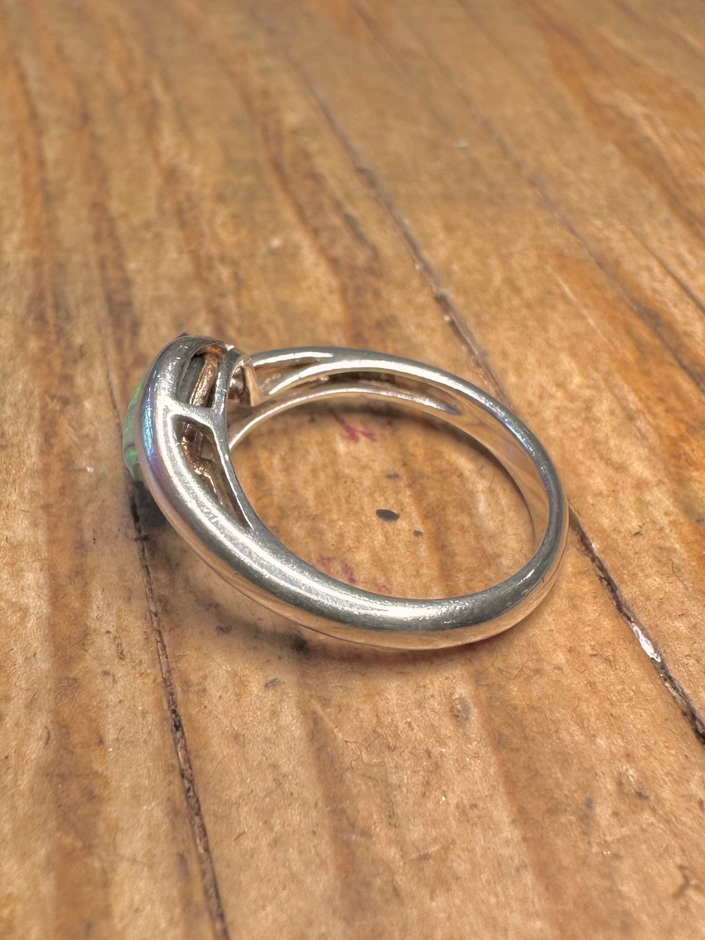 Modern Mosaic Opal 925 Sterling Silver Size J Ring