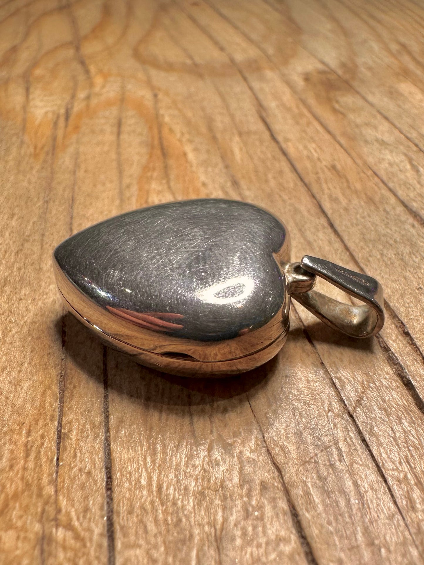 Vintage Plain Heavy Heart 925 Sterling Silver Locket Pendant