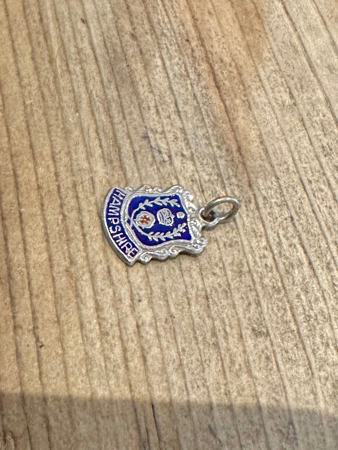 Vintage Hampshire Enamel Crest 925 Silver Charm Pendant