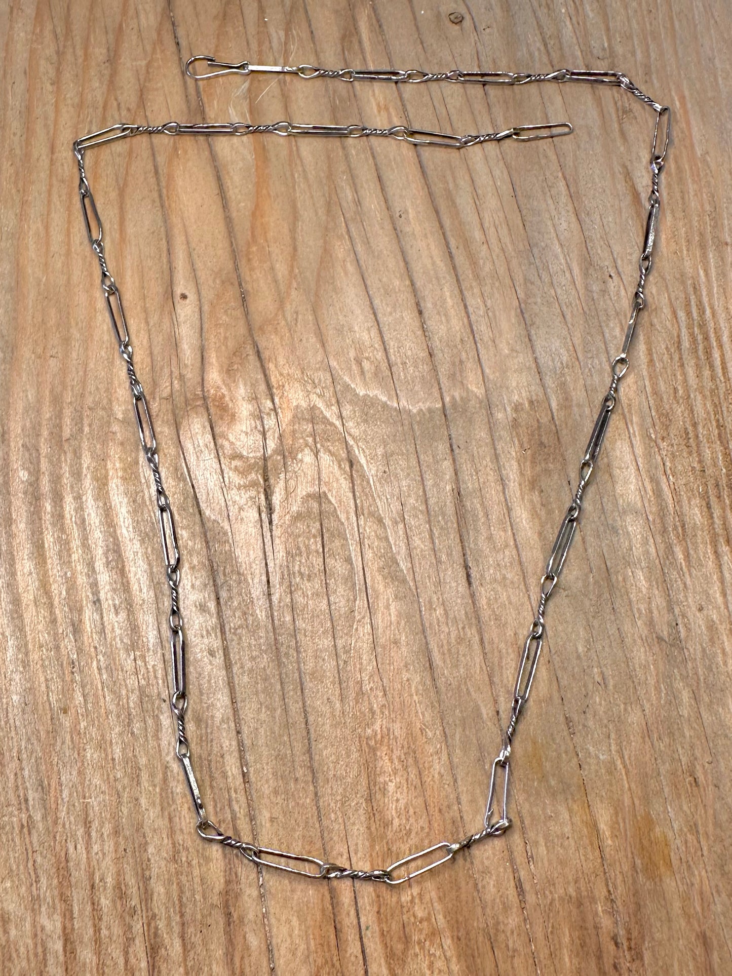 Abstract Twisted Paperclip Chain Handmade 925 Sterling Silver 22.5 inch Necklace