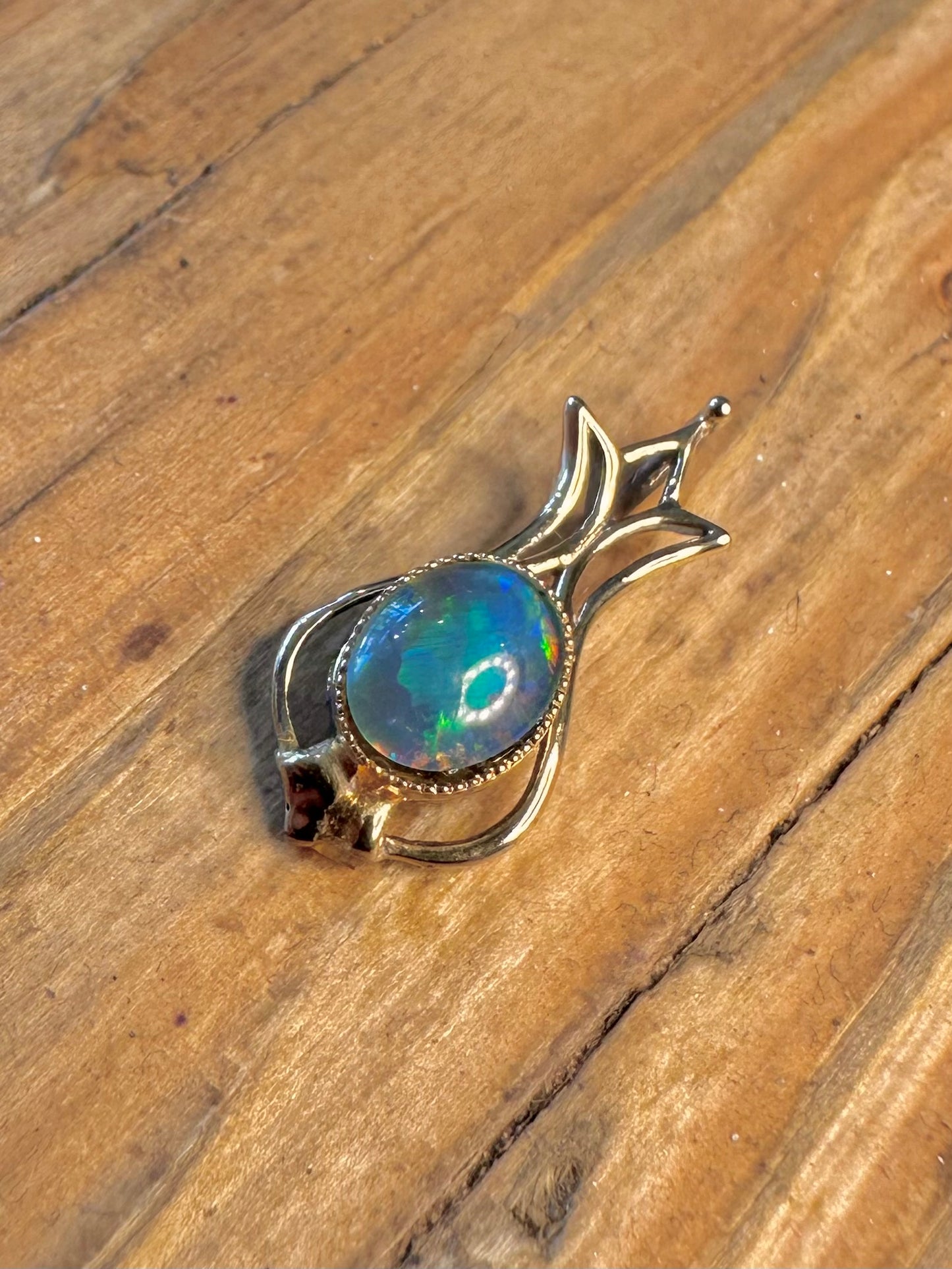 Blue Opal Gold on 925 Sterling Silver Pendant