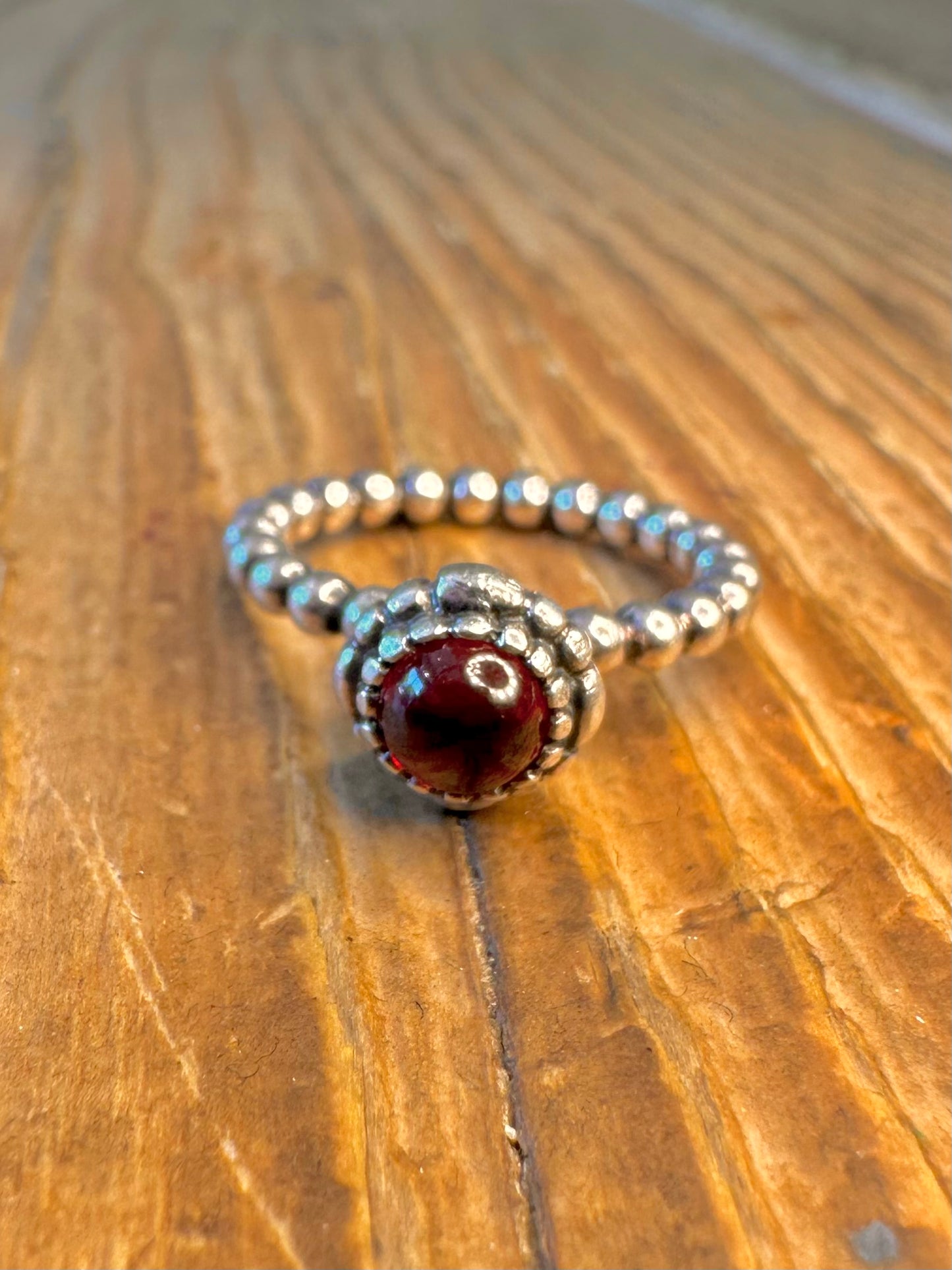 Pandora Garnet 925 Sterling Silver Size I 48 Ring