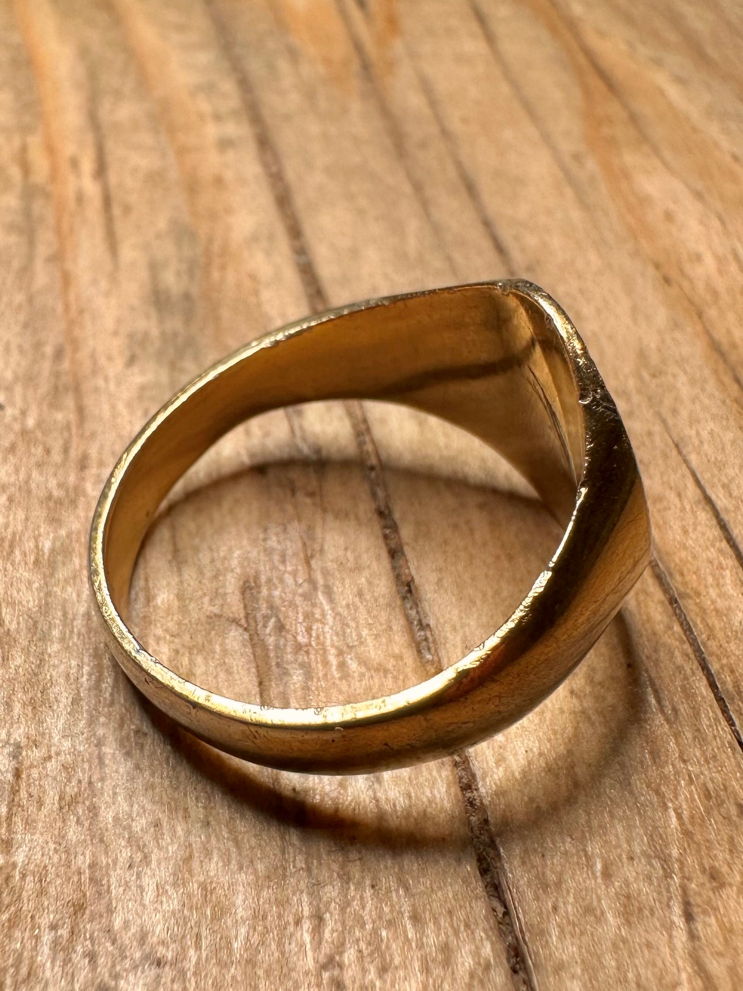 Vintage 1969 Textured Signet Gold on 925 Sterling Silver Size U Ring