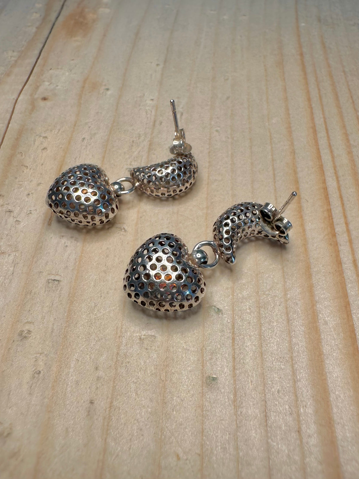 Moon & Heart Dangle 925 Sterling Silver Earrings