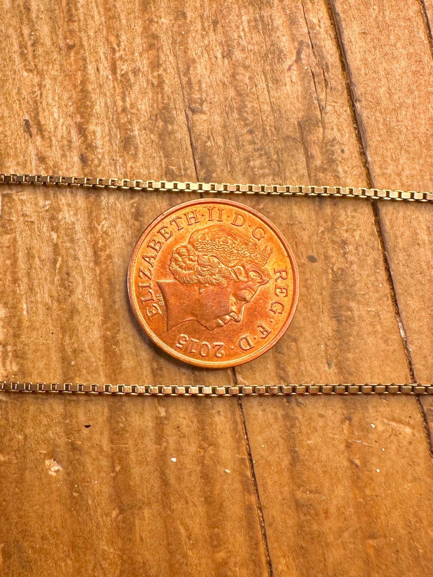 9ct Gold 1977 Box Chain Maker PJC 15 inch Necklace
