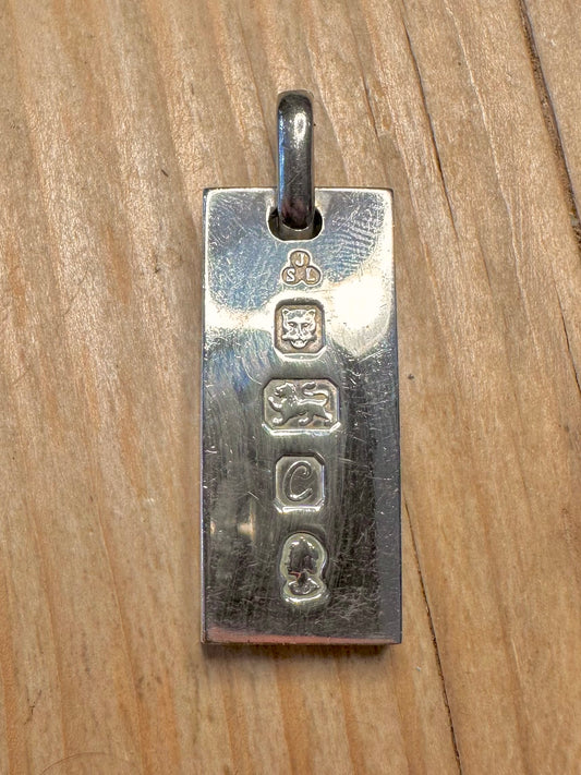Vintage 1977 Jubilee Maker JSL London Ingot 925 Sterling Silver Pendant