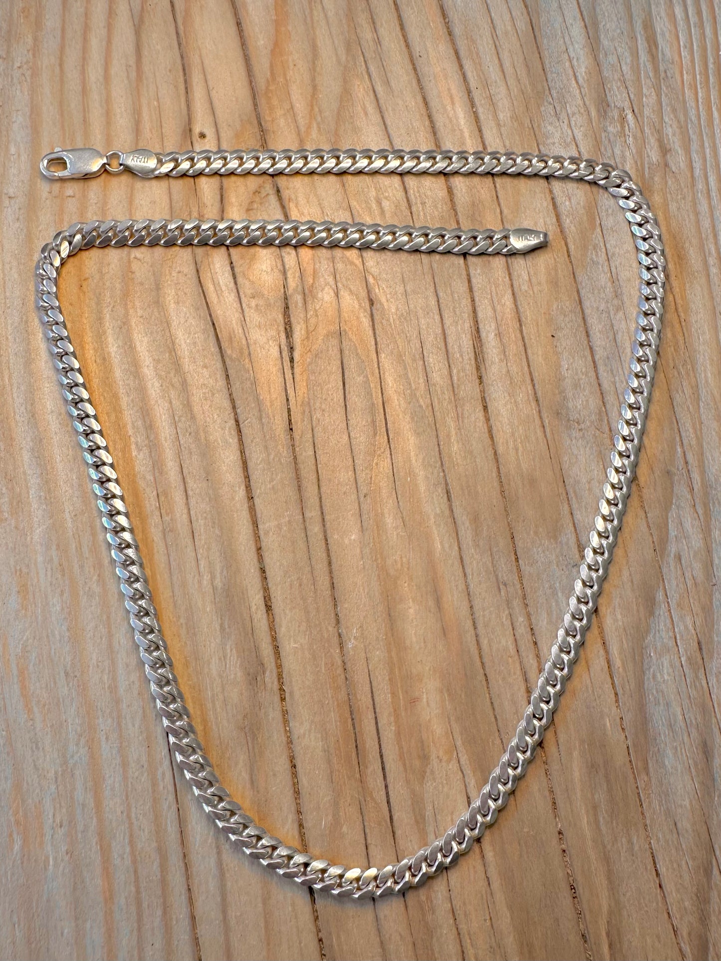 Vintage Close Link Curb Chain Italy 925 Silver 20 inch Necklace